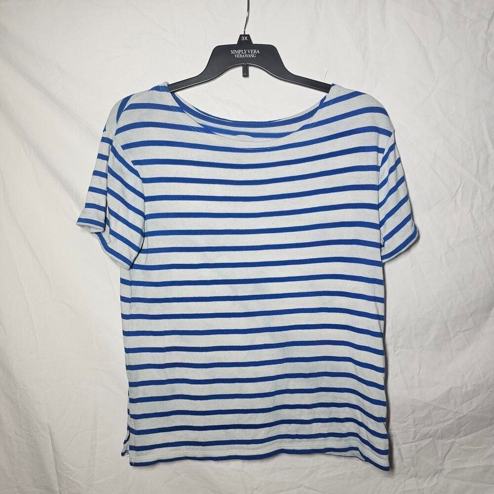 Old navy blue white striped wide neck oversized tee
